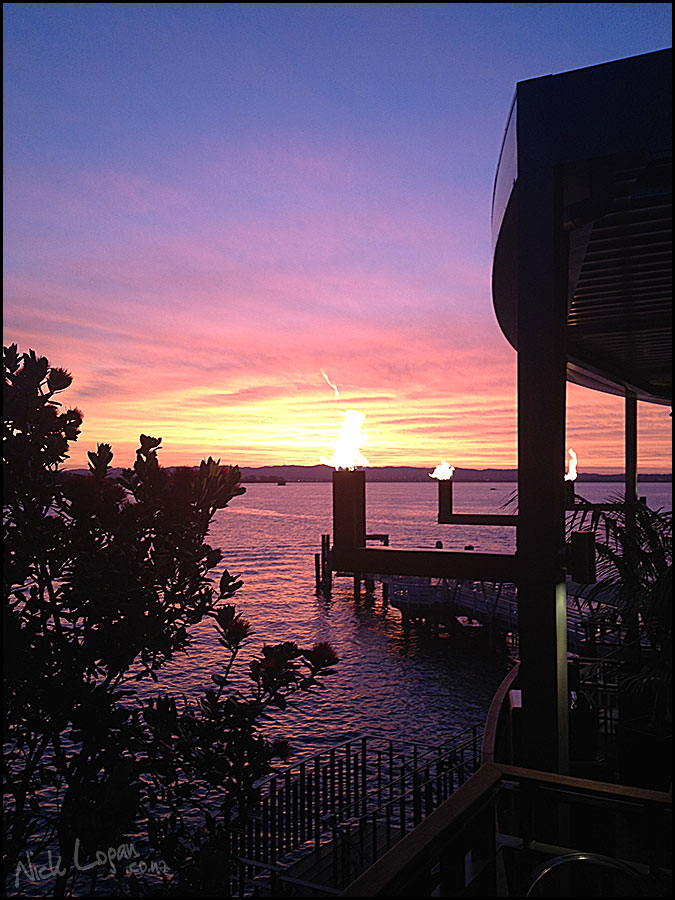 Sunset from The Pearl and Harbour Terrace at The Wharf Auckland Sunset view from The Pearl at The Wharf, Northcote Point Auckland